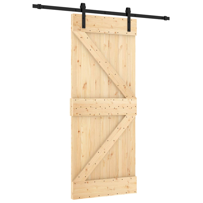 Ușă glisantă Natural și Negru 85 x 210 cm Lemn de Pin Solid - WALTI WALTI