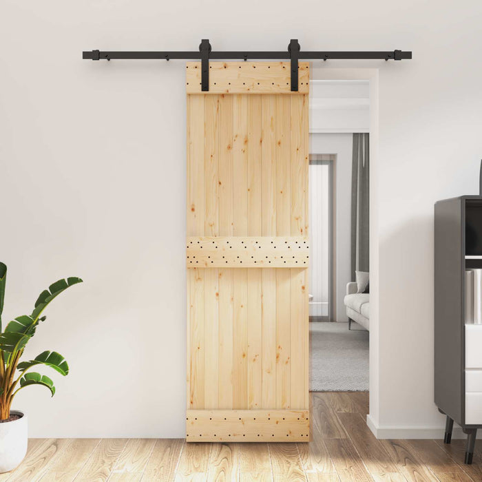 Ușă glisantă Natural și Negru 70 x 210 cm Lemn de Pin Solid - WALTI WALTI