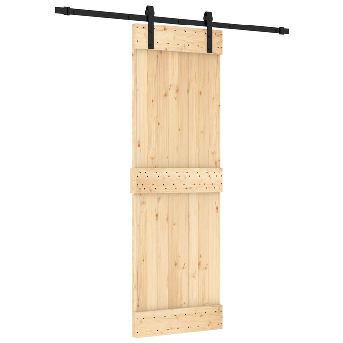 Ușă glisantă Natural și Negru 70 x 210 cm Lemn de Pin Solid - WALTI WALTI