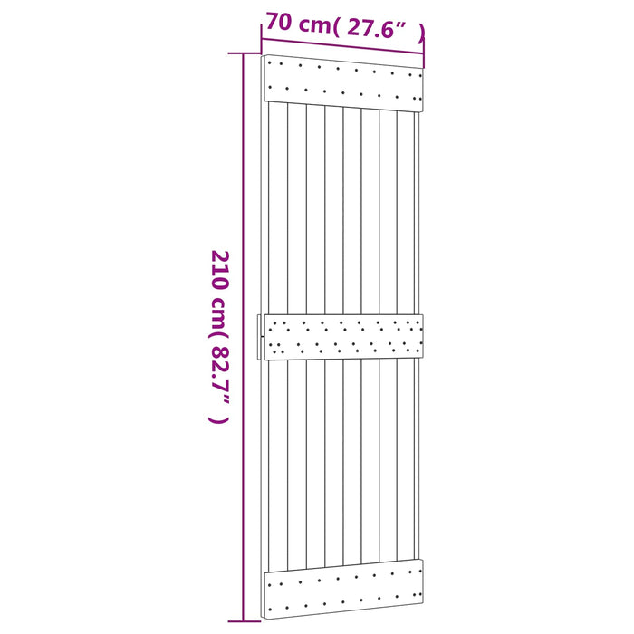 Ușă glisantă Natural și Negru 70 x 210 cm Lemn de Pin Solid - WALTI WALTI