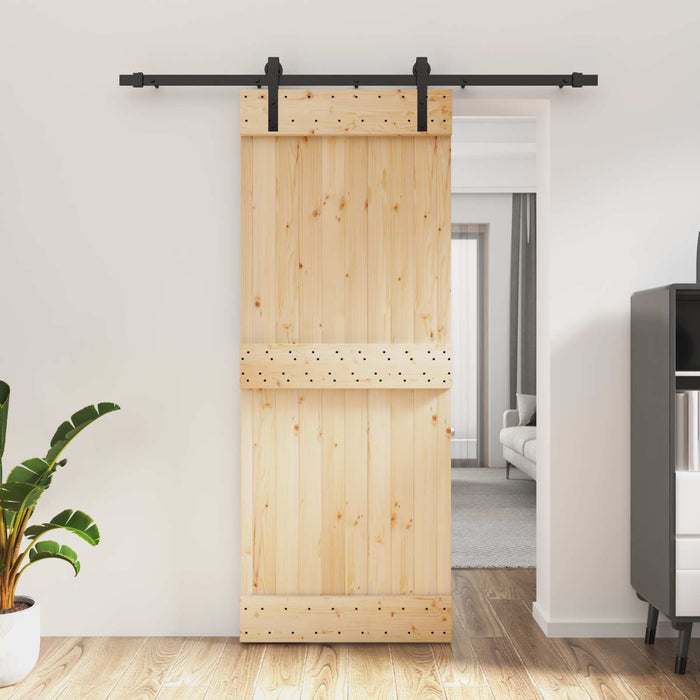 Ușă glisantă Natural și Negru 80 x 210 cm Lemn de Pin Solid WALTI