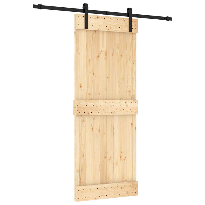 Ușă glisantă Natural și Negru 80 x 210 cm Lemn de Pin Solid WALTI