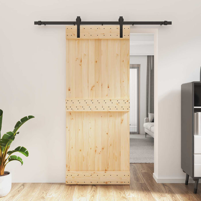 Ușă glisantă Natural și Negru 85 x 210 cm Lemn de Pin Solid WALTI