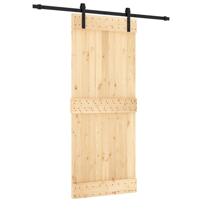 Ușă glisantă Natural și Negru 85 x 210 cm Lemn de Pin Solid WALTI