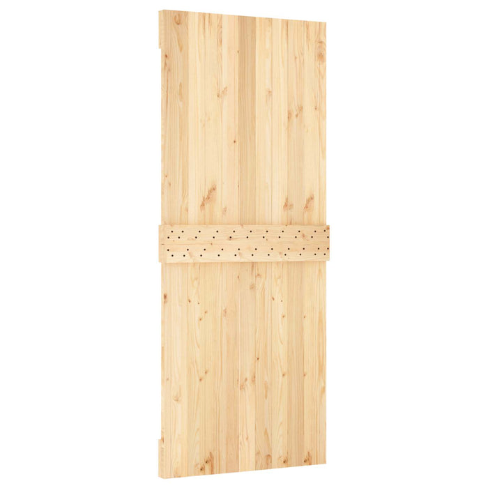 Ușă glisantă Natural și Negru 85 x 210 cm Lemn de Pin Solid WALTI