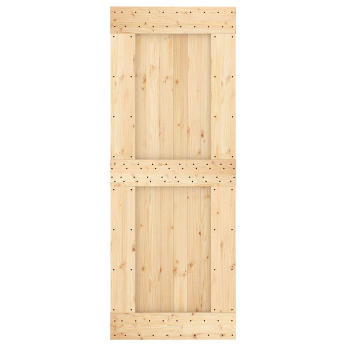 Ușă glisantă Natural și Negru 80 x 210 cm Lemn de Pin Solid WALTI