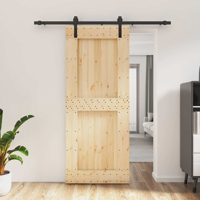 Ușă glisantă Natural și Negru 85 x 210 cm Lemn de Pin Solid WALTI
