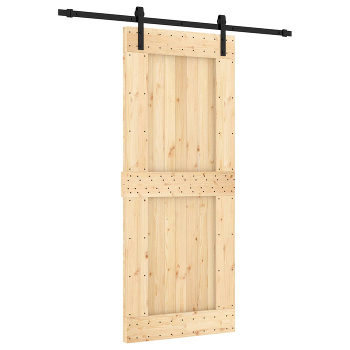 Ușă glisantă Natural și Negru 85 x 210 cm Lemn de Pin Solid WALTI