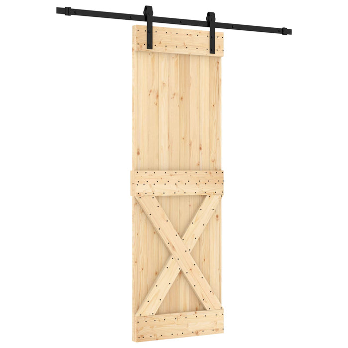 Ușă glisantă Natural și Negru 70 x 210 cm Lemn de Pin Solid WALTI