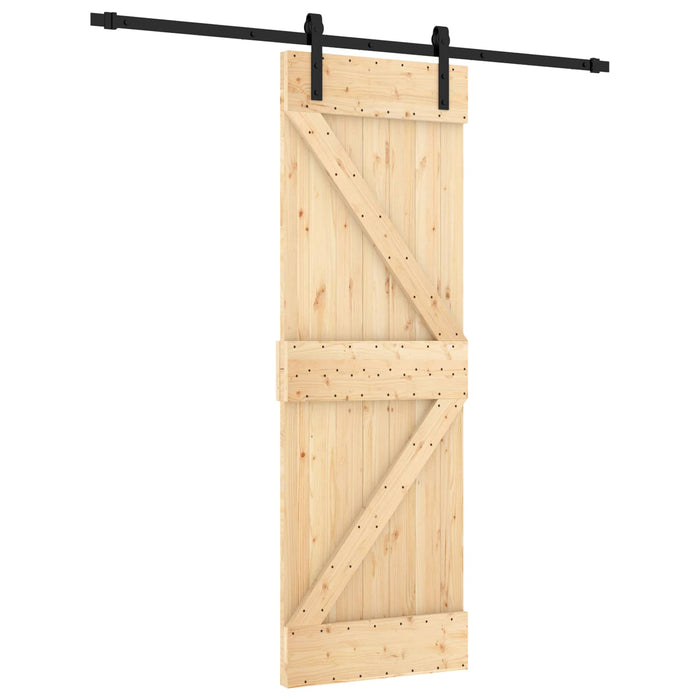 Ușă glisantă Natural și Negru 70 x 210 cm Lemn de Pin Solid WALTI