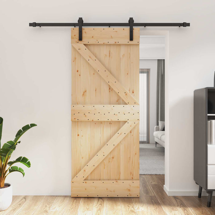 Ușă glisantă Natural și Negru 85 x 210 cm Lemn de Pin Solid - WALTI WALTI