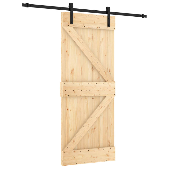 Ușă glisantă Natural și Negru 85 x 210 cm Lemn de Pin Solid - WALTI WALTI