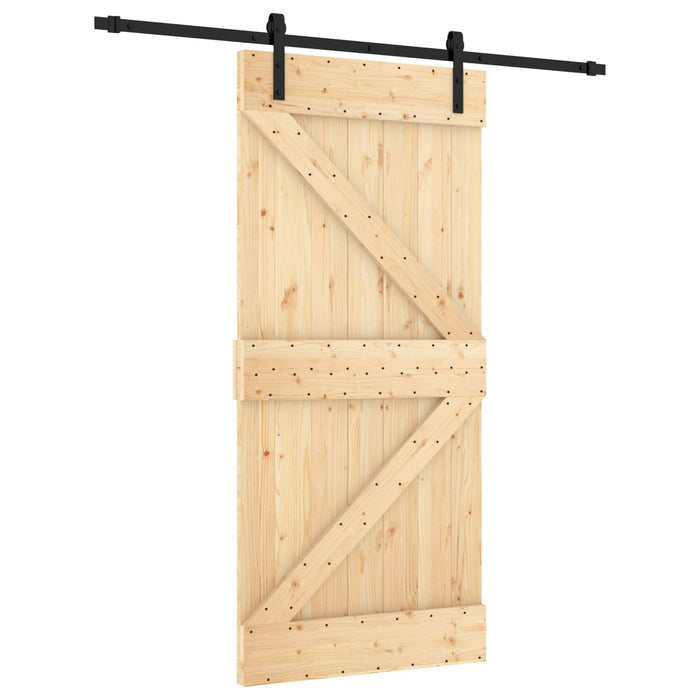 Ușă glisantă Natural și Negru 95 x 210 cm Lemn de Pin Solid - WALTI WALTI