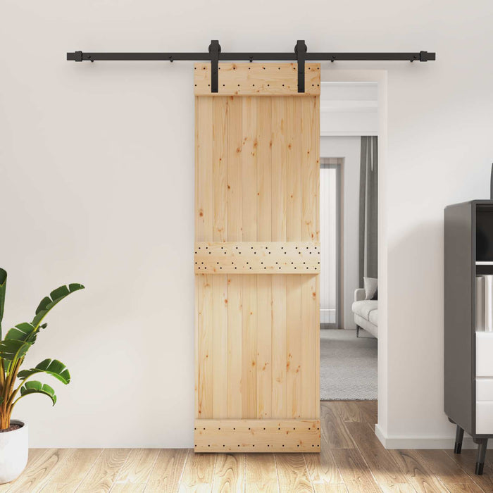 Ușă glisantă Natural și Negru 70 x 210 cm Lemn de Pin Solid WALTI