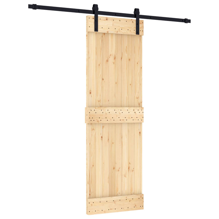 Ușă glisantă Natural și Negru 70 x 210 cm Lemn de Pin Solid WALTI