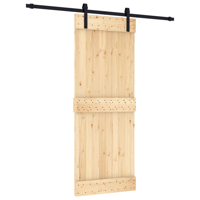 Ușă glisantă Natural și Negru 80 x 210 cm Lemn de Pin Solid WALTI