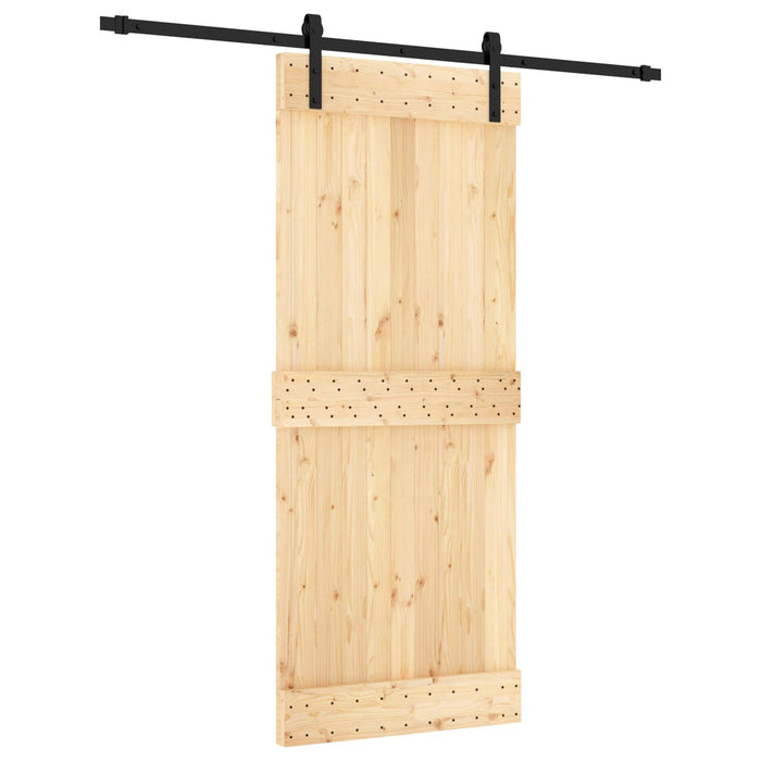 Ușă glisantă Natural și Negru 85 x 210 cm Lemn de Pin Solid WALTI