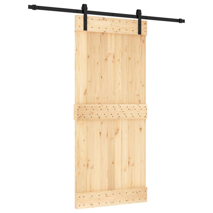 Ușă glisantă Natural și Negru 90 x 210 cm Lemn de Pin Solid - WALTI WALTI