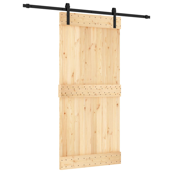 Ușă glisantă Natural și Negru 95 x 210 cm Lemn de Pin Solid WALTI