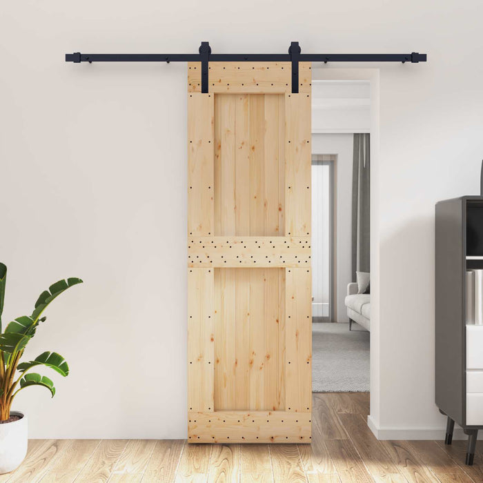 Ușă glisantă Natural și Negru 70 x 210 cm Lemn de Pin Solid WALTI