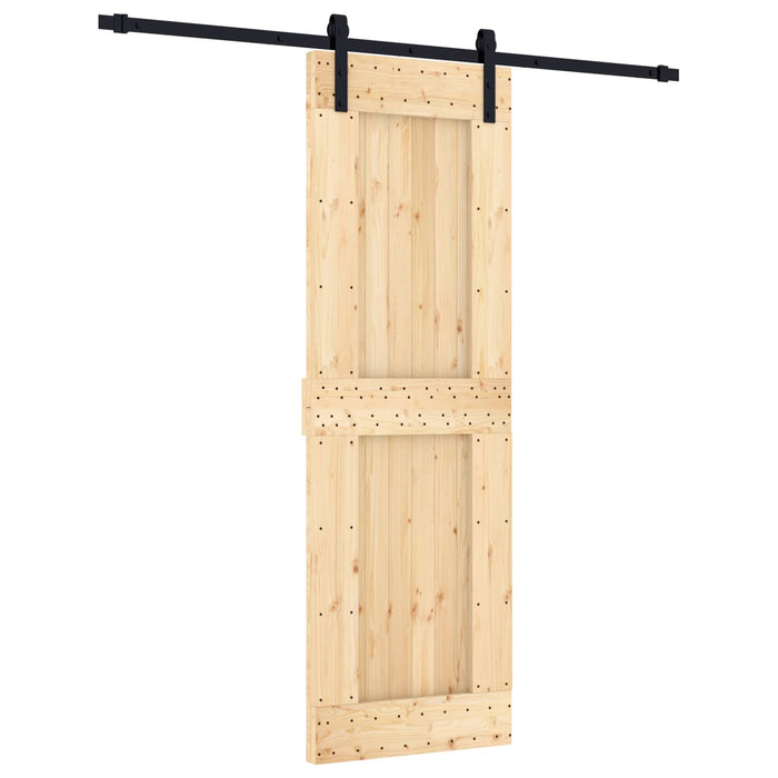 Ușă glisantă Natural și Negru 70 x 210 cm Lemn de Pin Solid WALTI