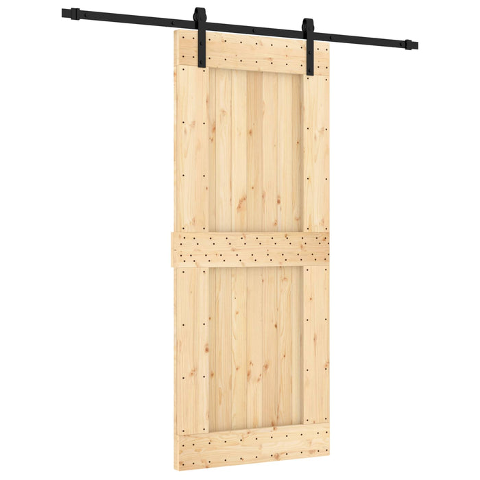 Ușă glisantă Natural și Negru 85 x 210 cm Lemn de Pin Solid WALTI
