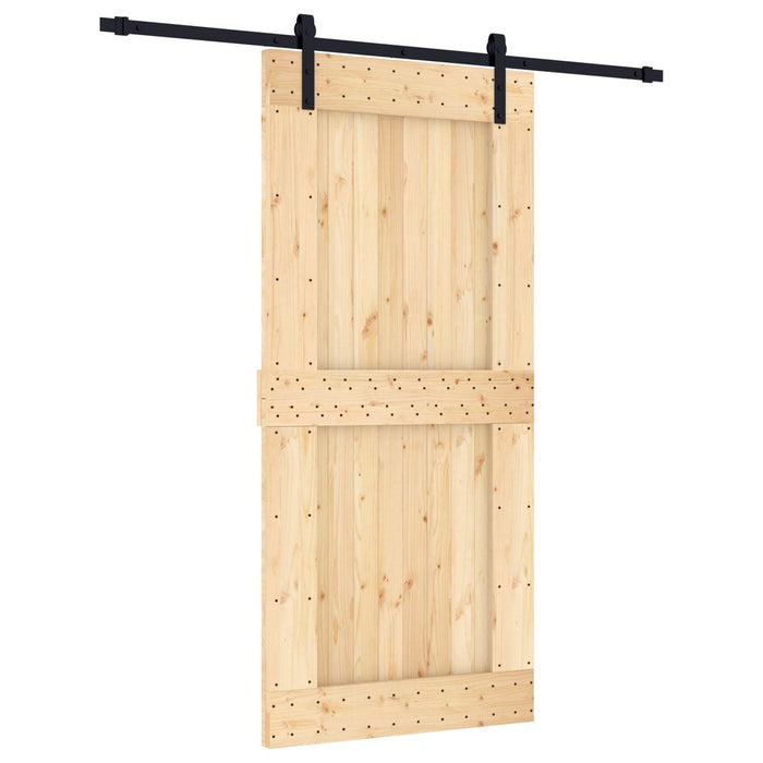 Ușă glisantă Natural și Negru 95 x 210 cm Lemn de Pin Solid WALTI