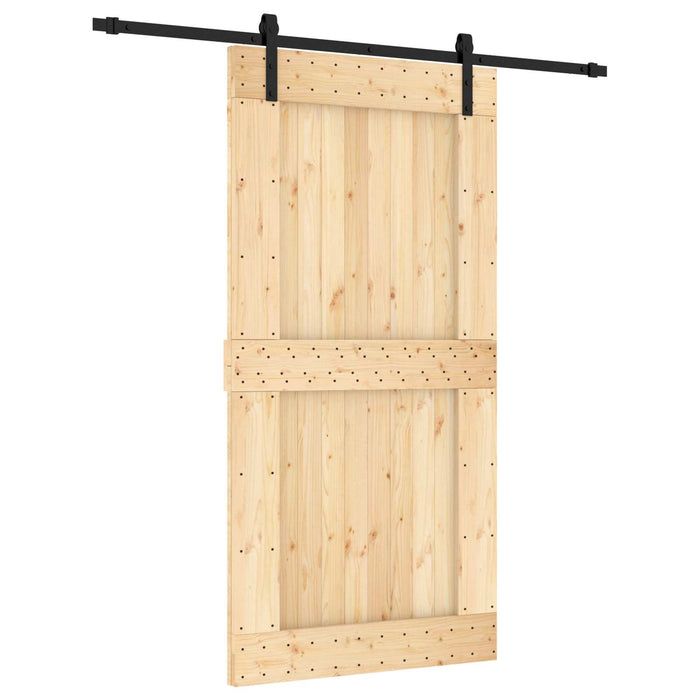 Ușă glisantă Natural și Negru 100 x 210 cm Lemn de Pin Solid WALTI
