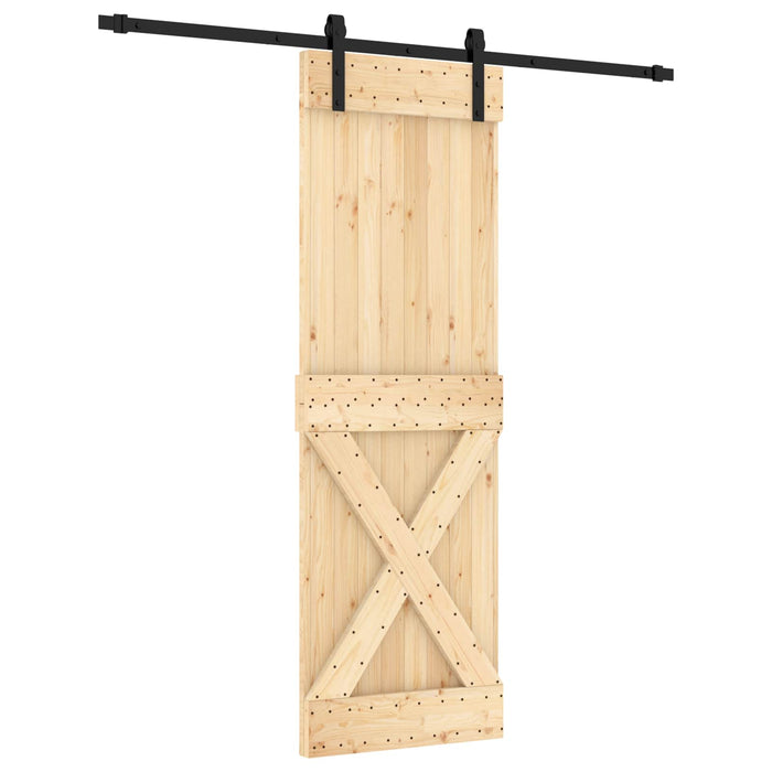 Ușă glisantă Natural și Negru 70 x 210 cm Lemn de Pin Solid WALTI