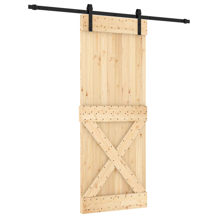 Ușă glisantă Natural și Negru 80 x 210 cm Lemn de Pin Solid - WALTI WALTI