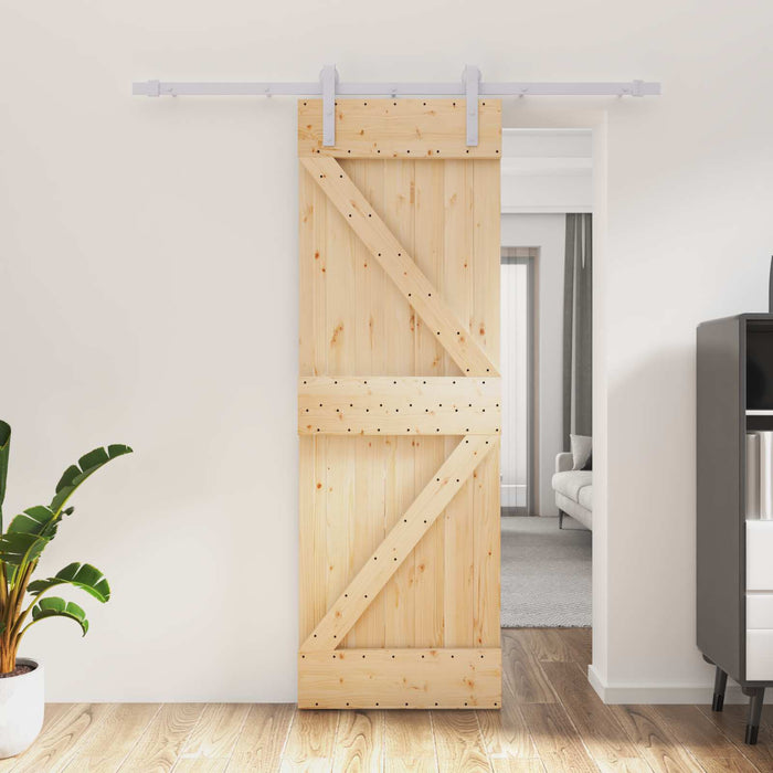 Ușă glisantă Natural și Alb 70 x 210 cm Lemn de Pin Solid - WALTI WALTI