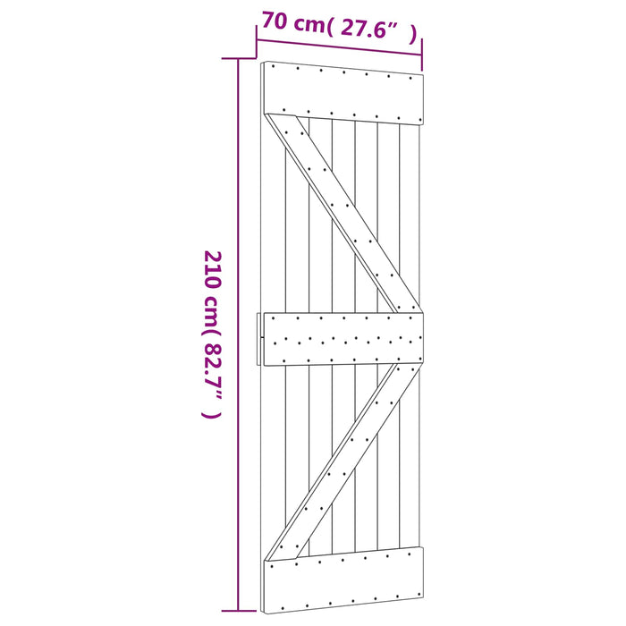 Ușă glisantă Natural și Alb 70 x 210 cm Lemn de Pin Solid - WALTI WALTI
