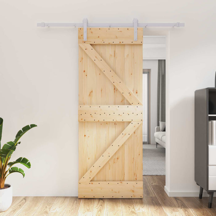 Ușă glisantă Natural și Alb 80 x 210 cm Lemn masiv de pin - WALTI WALTI
