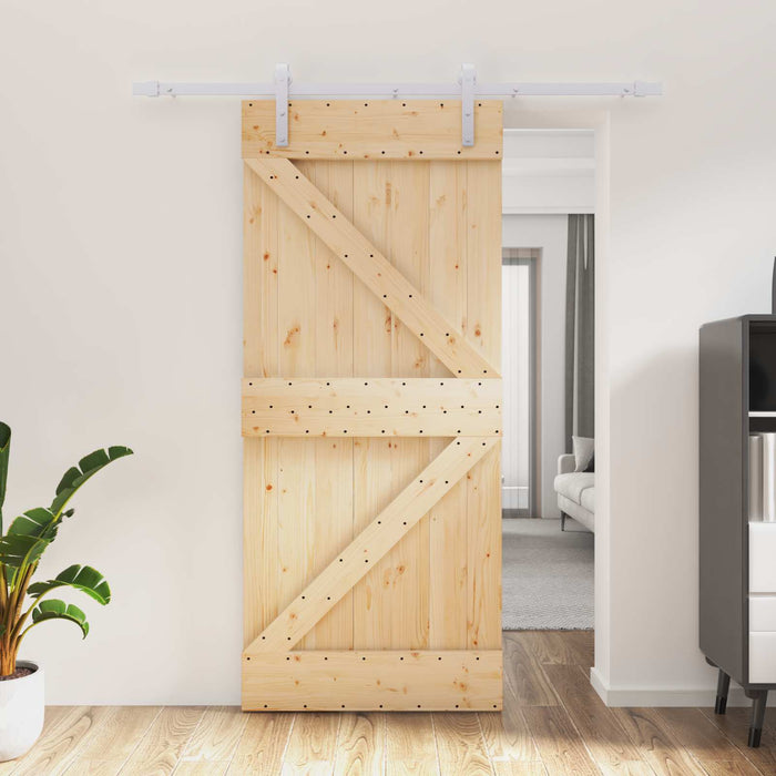 Ușă glisantă Natural și Alb 90 x 210 cm Lemn masiv de pin WALTI