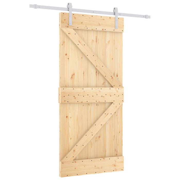Ușă glisantă Natural și Alb 90 x 210 cm Lemn masiv de pin WALTI