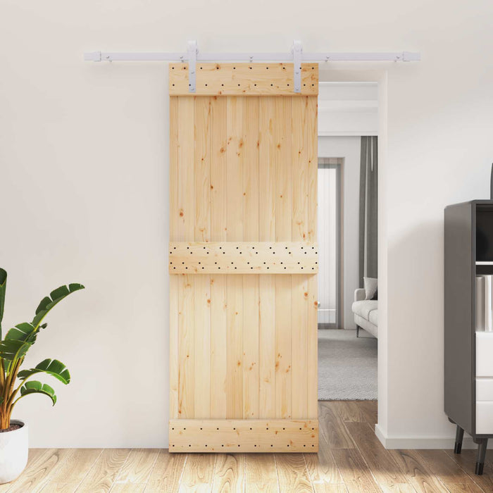Ușă glisantă Natural și Alb 80 x 210 cm Lemn de Pin Solid WALTI