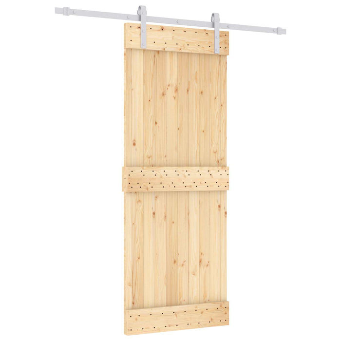 Ușă glisantă Natural și Alb 80 x 210 cm Lemn de Pin Solid WALTI