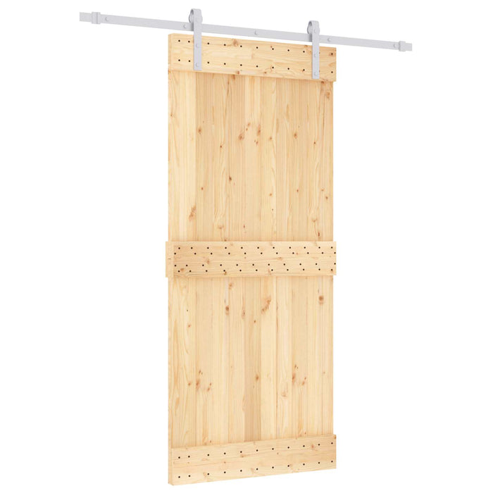 Ușă glisantă Natural și Alb 90 x 210 cm Lemn de Pin Solid WALTI