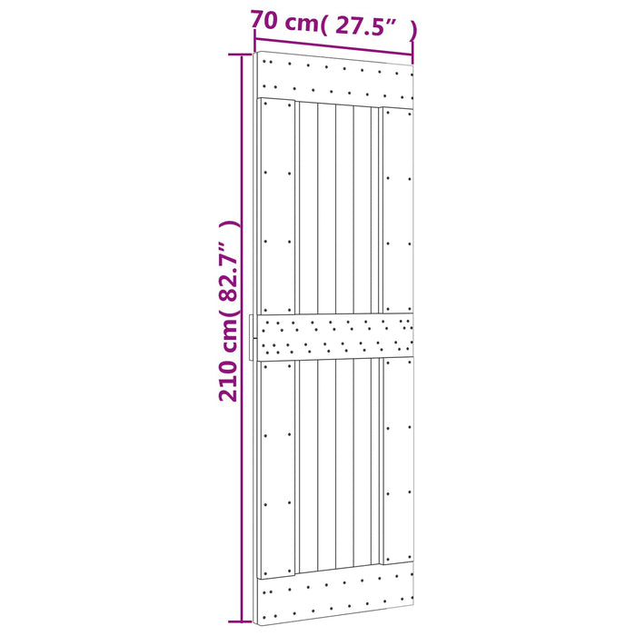 Ușă glisantă Natural și Alb 70 x 210 cm Lemn de Pin Solid WALTI