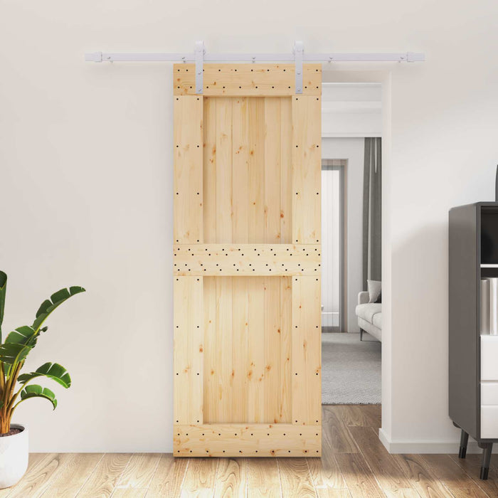 Ușă glisantă Natural și Alb 80 x 210 cm Lemn de Pin Solid WALTI