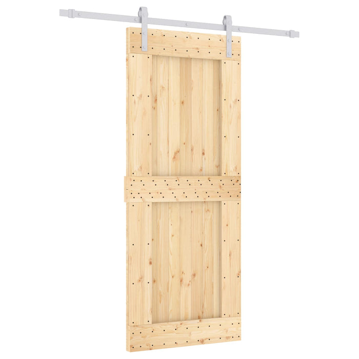 Ușă glisantă Natural și Alb 85 x 210 cm Lemn de Pin Solid WALTI