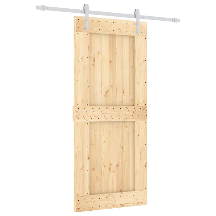 Ușă glisantă Natural și Alb 90 x 210 cm Lemn de Pin Solid WALTI