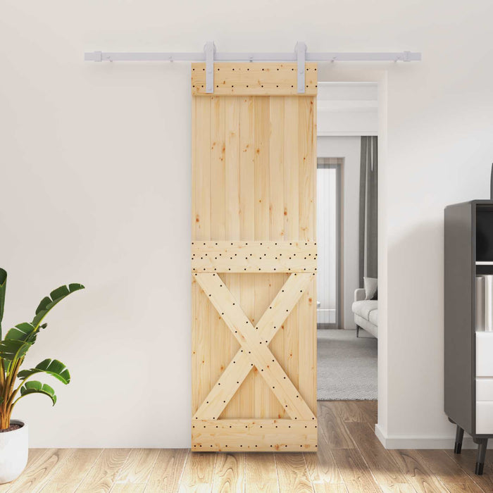 Ușă glisantă Natural și Alb 70 x 210 cm Lemn de Pin Solid WALTI