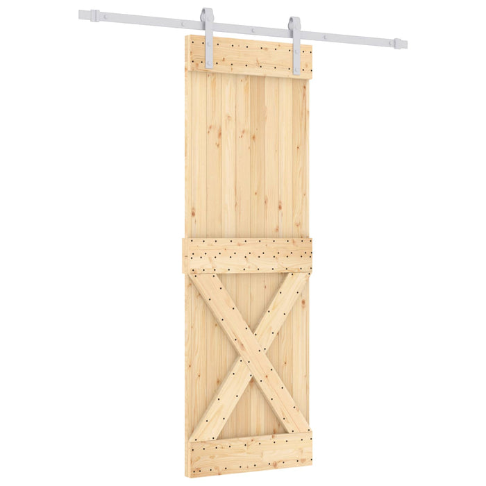 Ușă glisantă Natural și Alb 70 x 210 cm Lemn de Pin Solid WALTI
