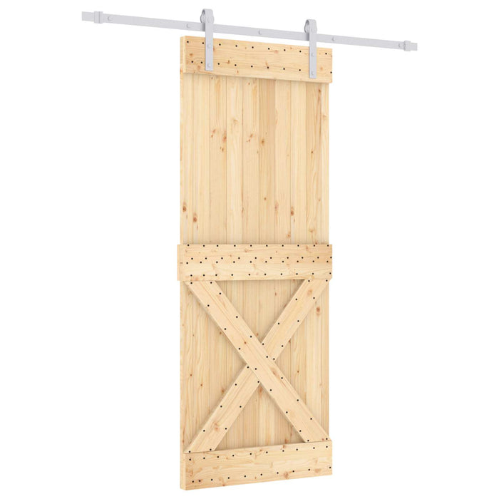 Ușă glisantă Natural și Alb 80 x 210 cm Lemn de Pin Solid - WALTI WALTI