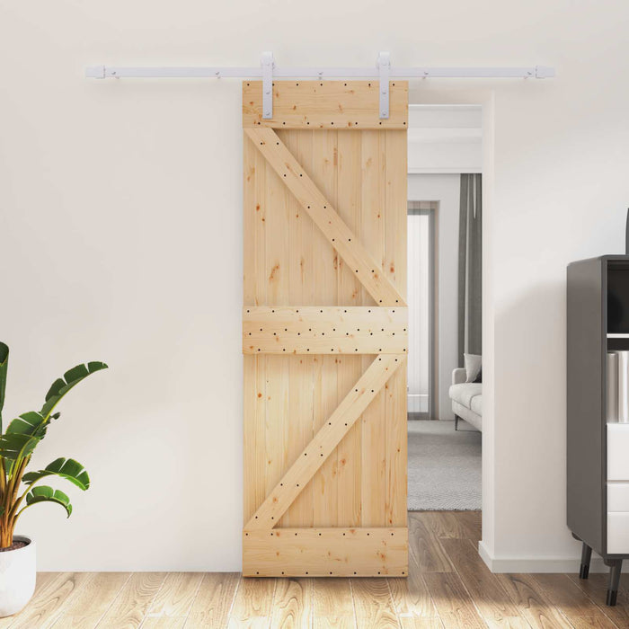 Ușă glisantă Natural și Alb 70 x 210 cm Lemn de Pin Solid WALTI