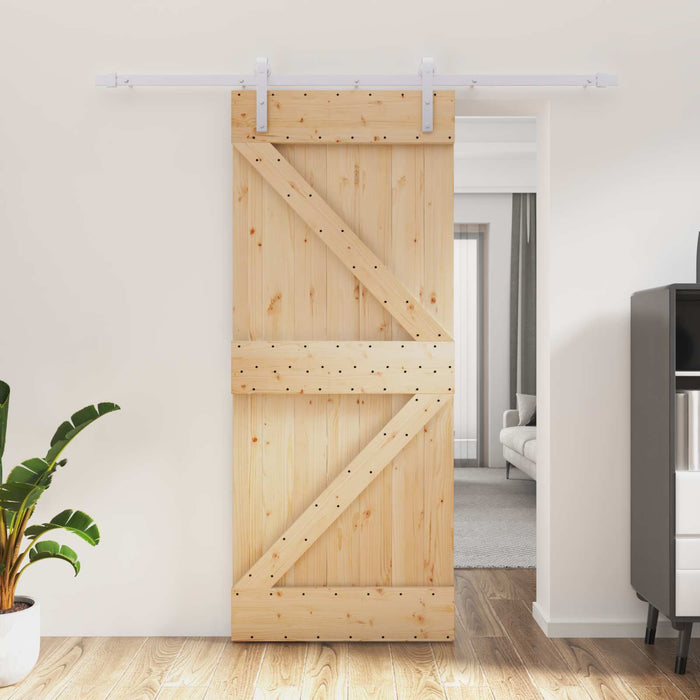 Ușă glisantă Natural și Alb 85 x 210 cm Lemn de Pin Solid - WALTI WALTI