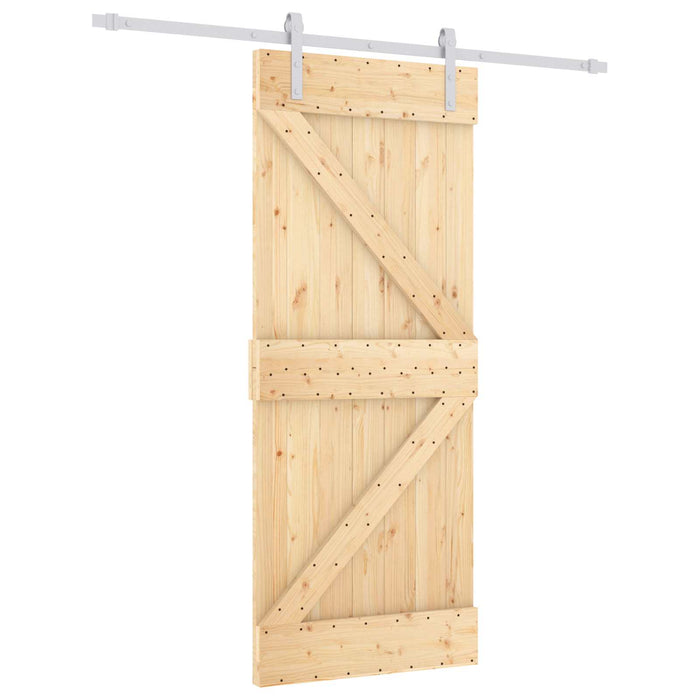 Ușă glisantă Natural și Alb 85 x 210 cm Lemn de Pin Solid - WALTI WALTI
