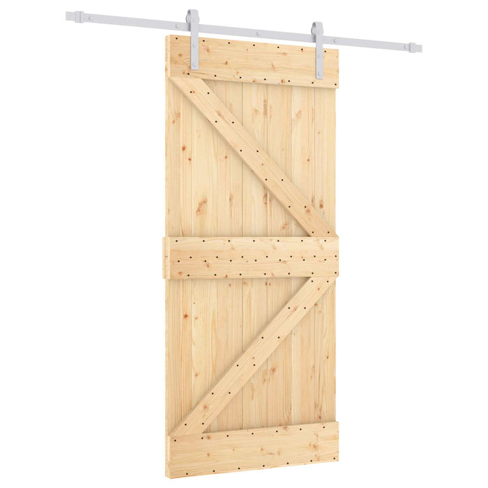 Ușă glisantă Natural și Alb 95 x 210 cm Lemn de Pin Solid - WALTI WALTI
