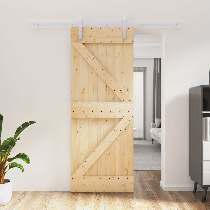 Ușă glisantă Natural și Alb 80 x 210 cm Lemn masiv de pin WALTI
